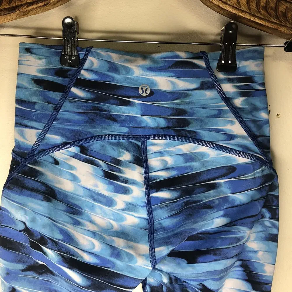 Lululemon Legging Train Times 7/8 Pant Tidal Multi True Navy Mesh Side Mid Rise